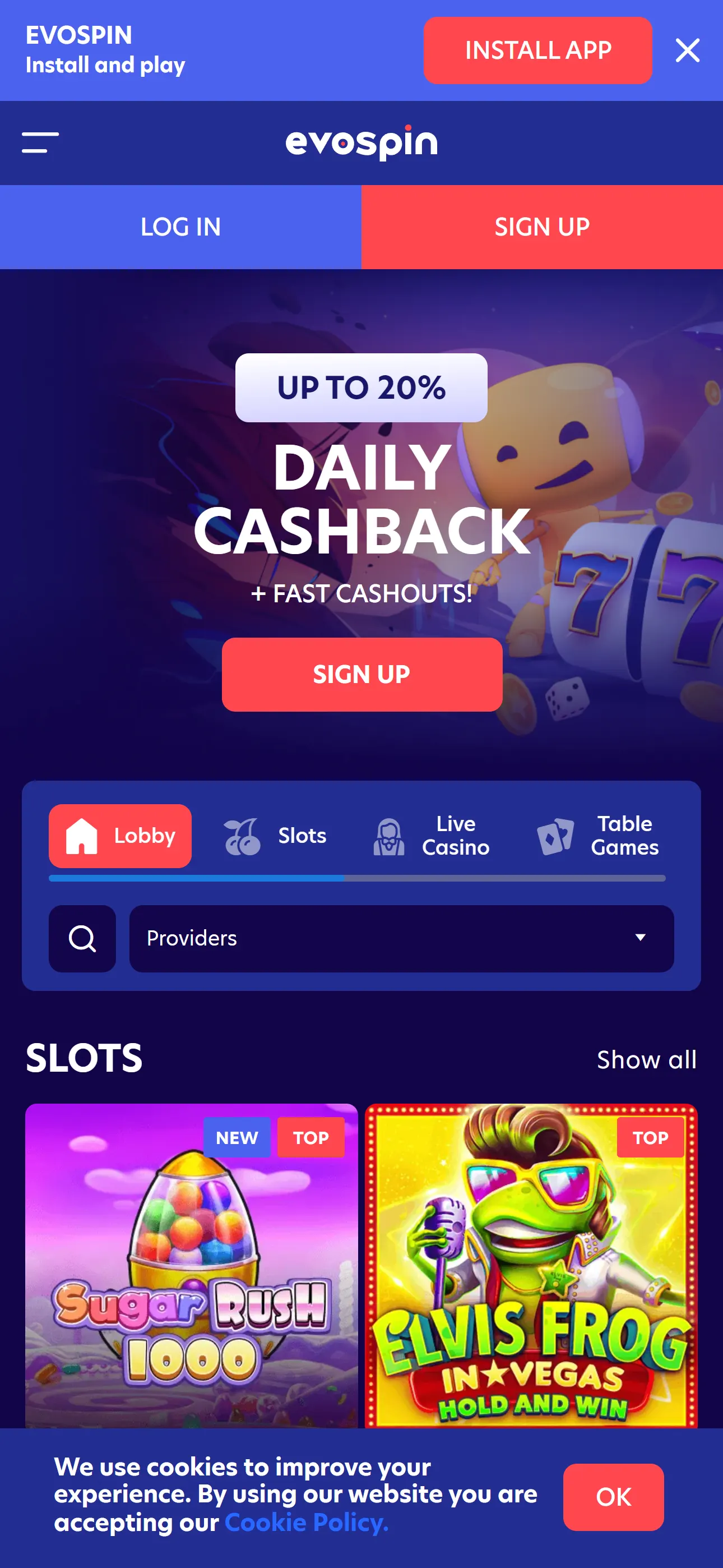 Evospin Casino — mobiel